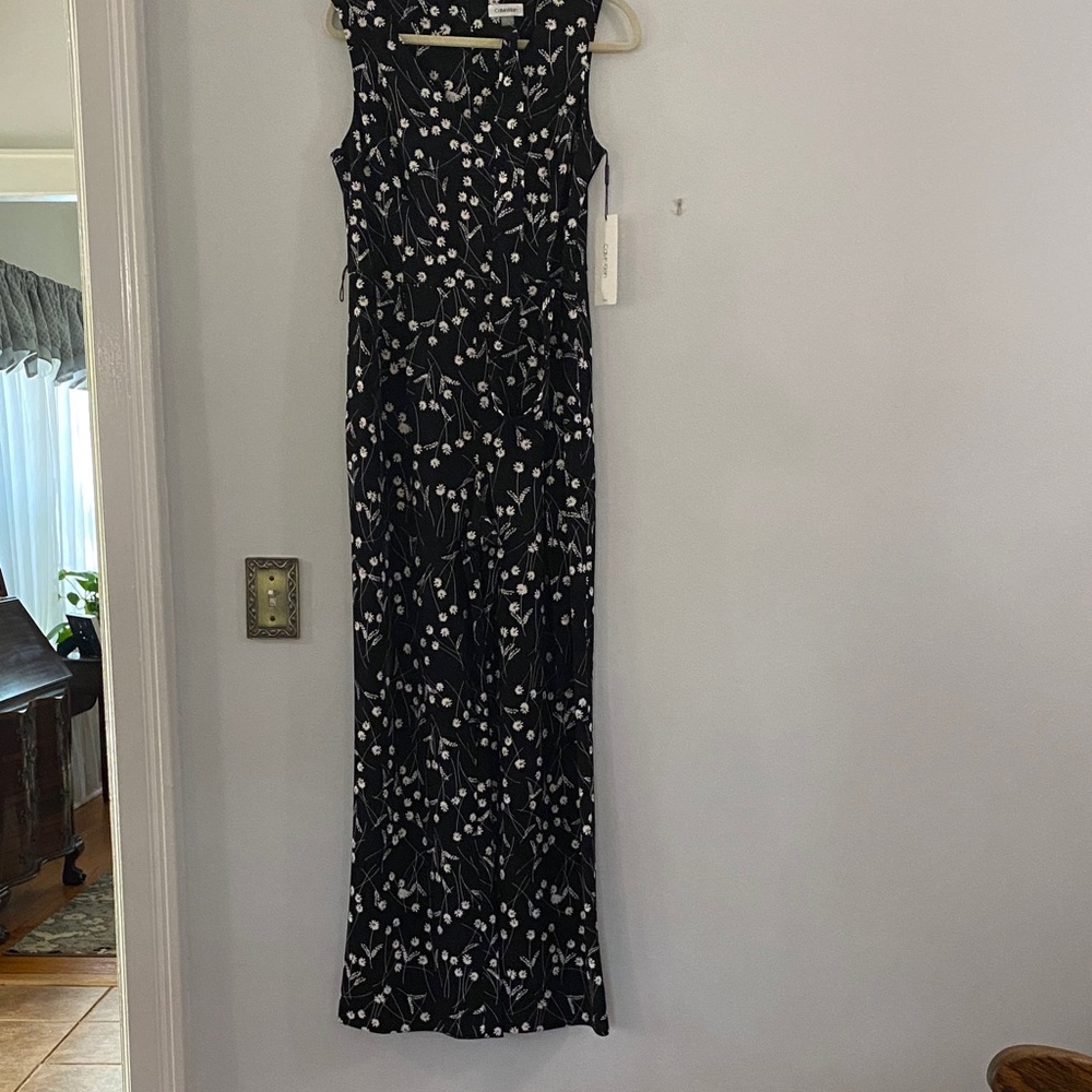 3/$15 NWT Calvin Klein Black Jumpsuit with White Floral Design